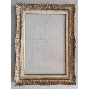 10p Montparnasse Wooden Frame, Carved With Patina, Rebated, 55 Cm X 38 Cm