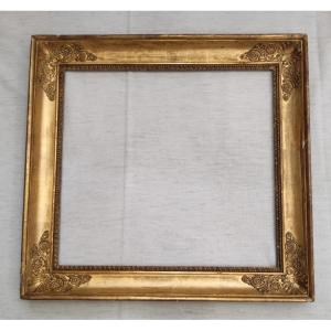 Antique Empire-style Frame With A 40 Cm X 37 Cm Rebated Frame, Made Of Wood With Gilded Stucco