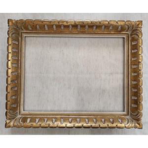 Cadre Montparnasse bois sculpté patiné doré feuillure 40 cm x 30 cm
