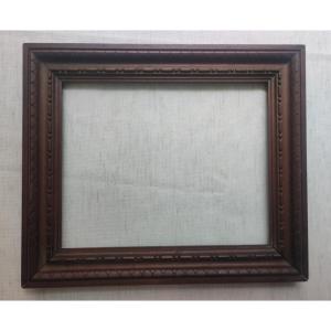 Ancien cadre noyer sculpté feuillure 38 cm x 22 cm