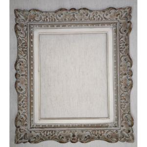 Cadre Montparnasse bois sculpté patiné feuillure 41 cm x 33 cm format 6F
