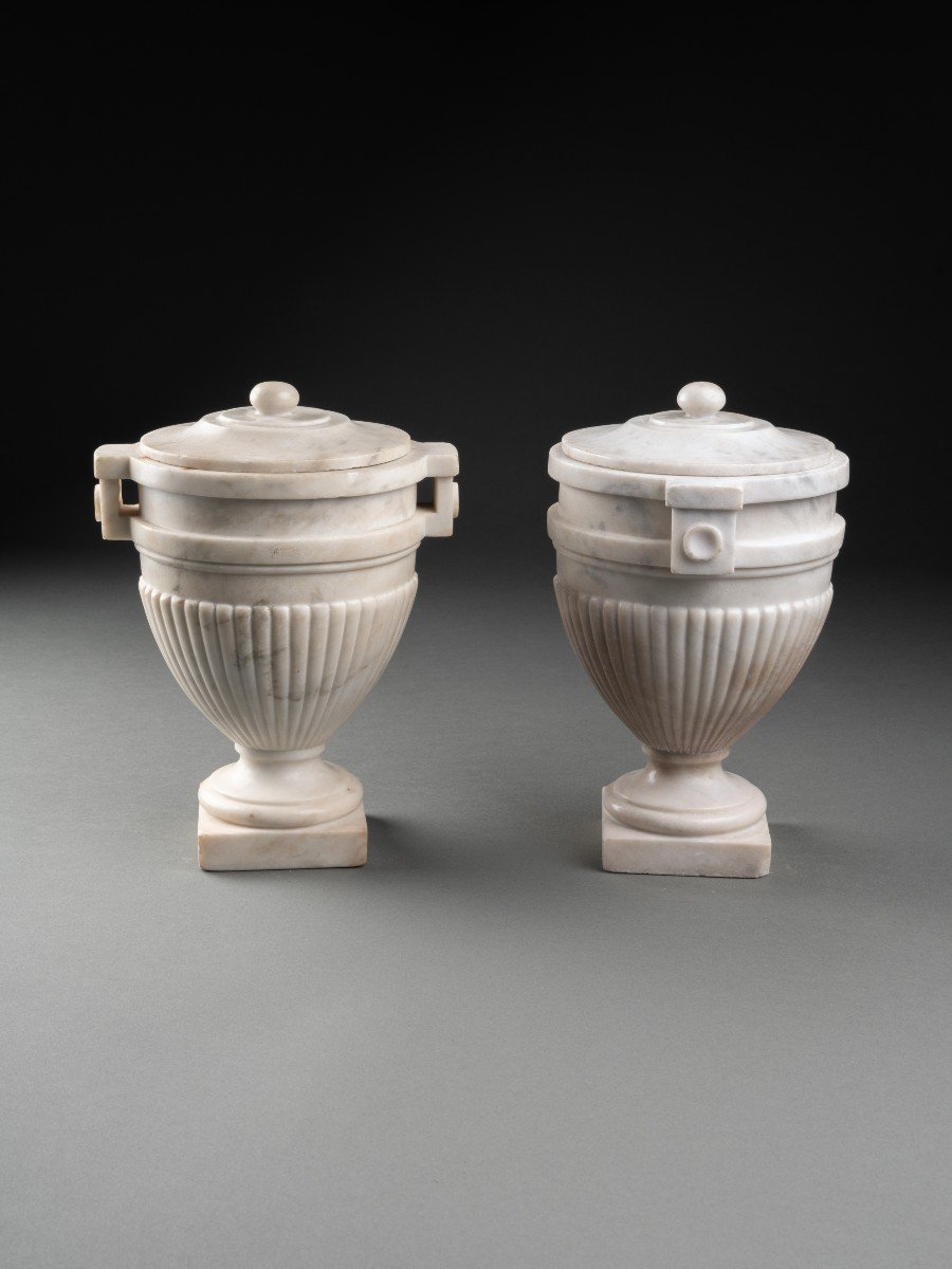 Paire De Vases Couverts – Début Du XIXe Siècle-photo-2