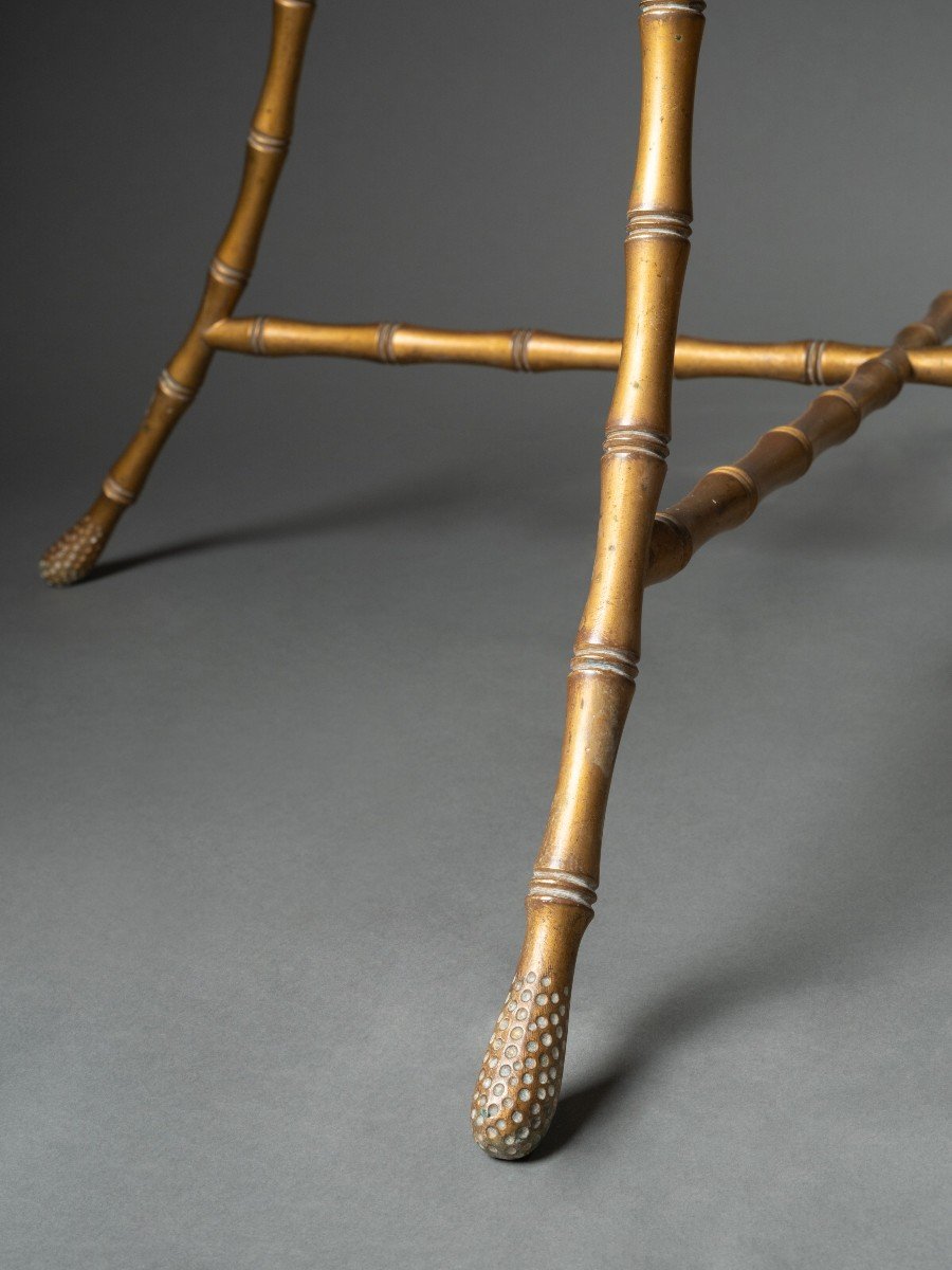Guéridon En Breccia Et Bronze Doré à Décor De Bambou Par Maison Baguès-photo-2