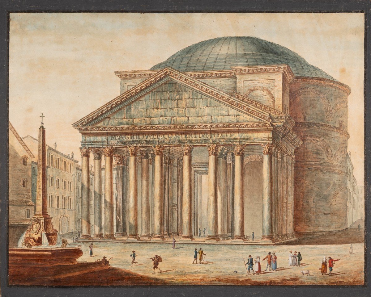 Vedute Of The Roman Colosseum And The Pantheon, Attributed To Antonio Del Drago-photo-3