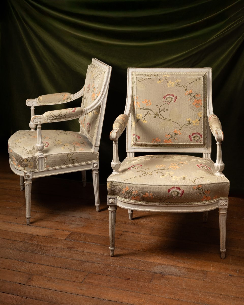 Pair Of Louis XVI Period Armchairs Stamped By Jean-baptiste Boulard-photo-2