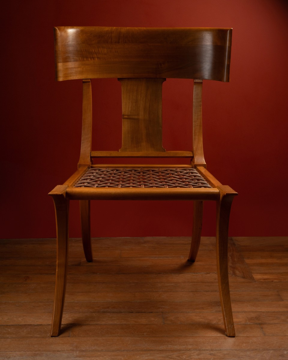 Paire de larges chaises klismos par Robsjohn-Gibbings et Saridis d’Athènes-photo-3