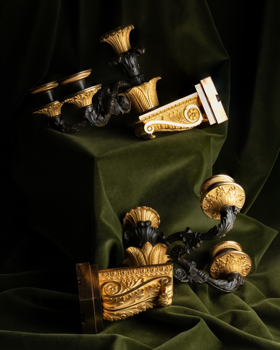 Pair Of Restoration Three-lights Wall Appliques