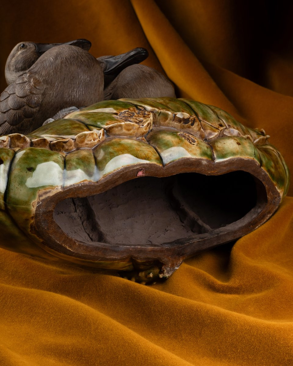 Couple de sarcelles sur une feuille de lotus-photo-3