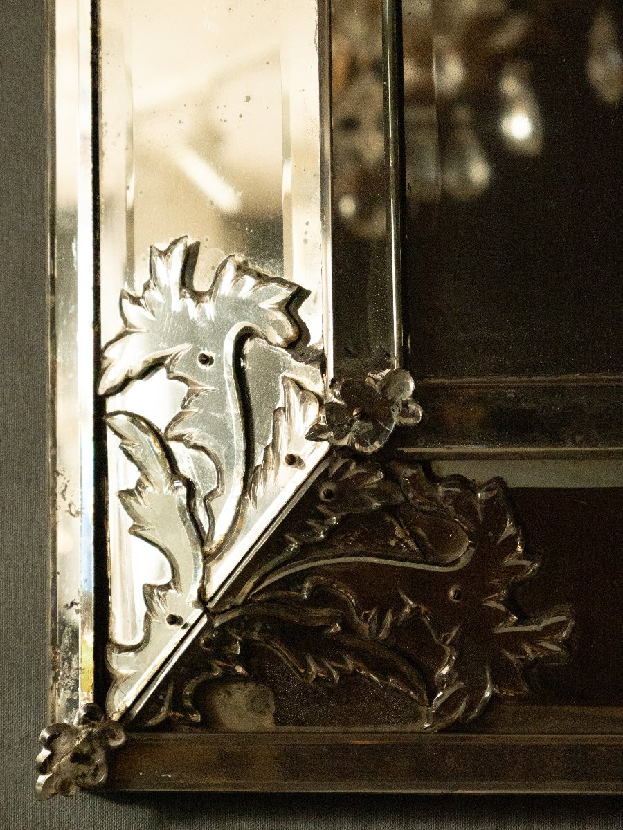 A Large 18th Century Crested English Cut-glass Mirror-photo-4
