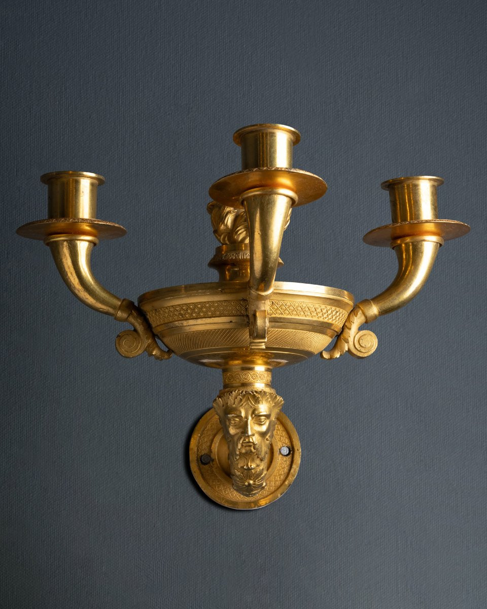 Pair Of Russian Empire Period Sconces With Fauna Heads-photo-3
