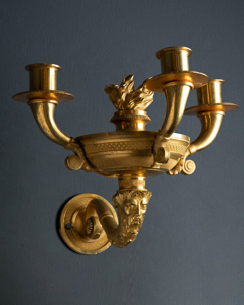 Pair Of Russian Empire Period Sconces With Fauna Heads-photo-4