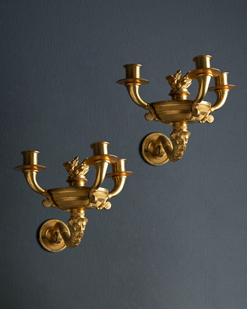 Pair Of Russian Empire Period Sconces With Fauna Heads