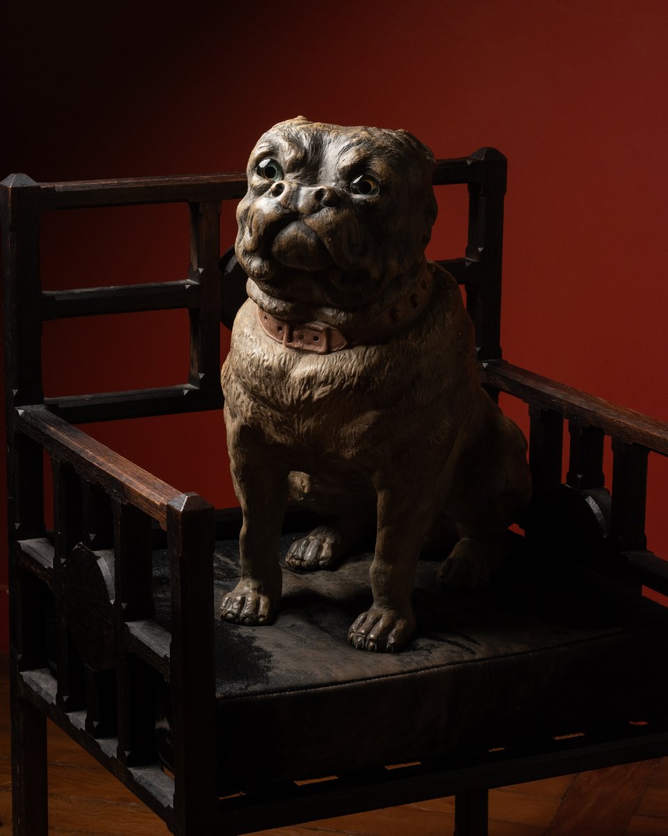 A Painted terracotta pug With Sulphide Eyes