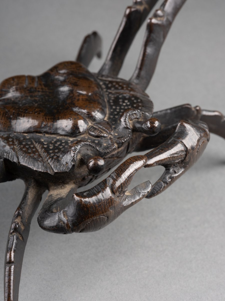 Crabe en bronze d'époque Edo-photo-2