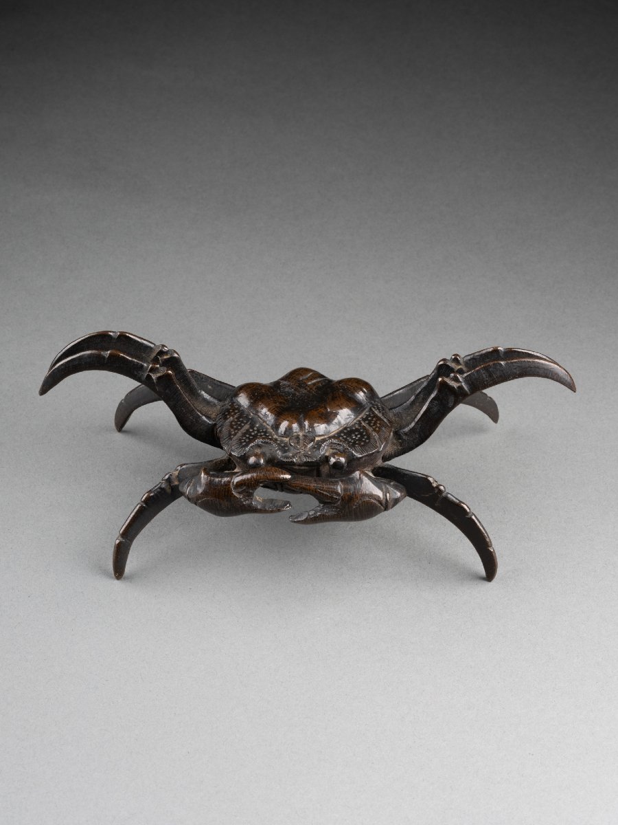 Crabe en bronze d'époque Edo-photo-3