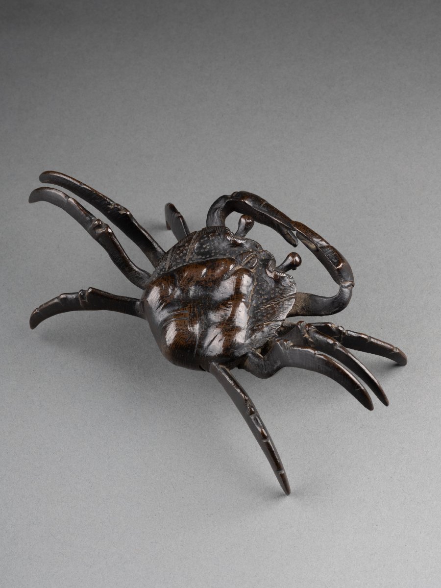 Crabe en bronze d'époque Edo-photo-4