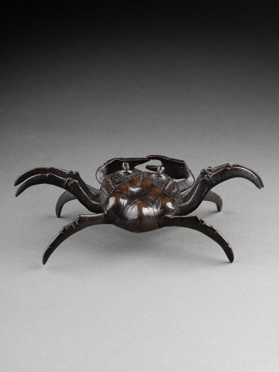 Crabe en bronze d'époque Edo-photo-1
