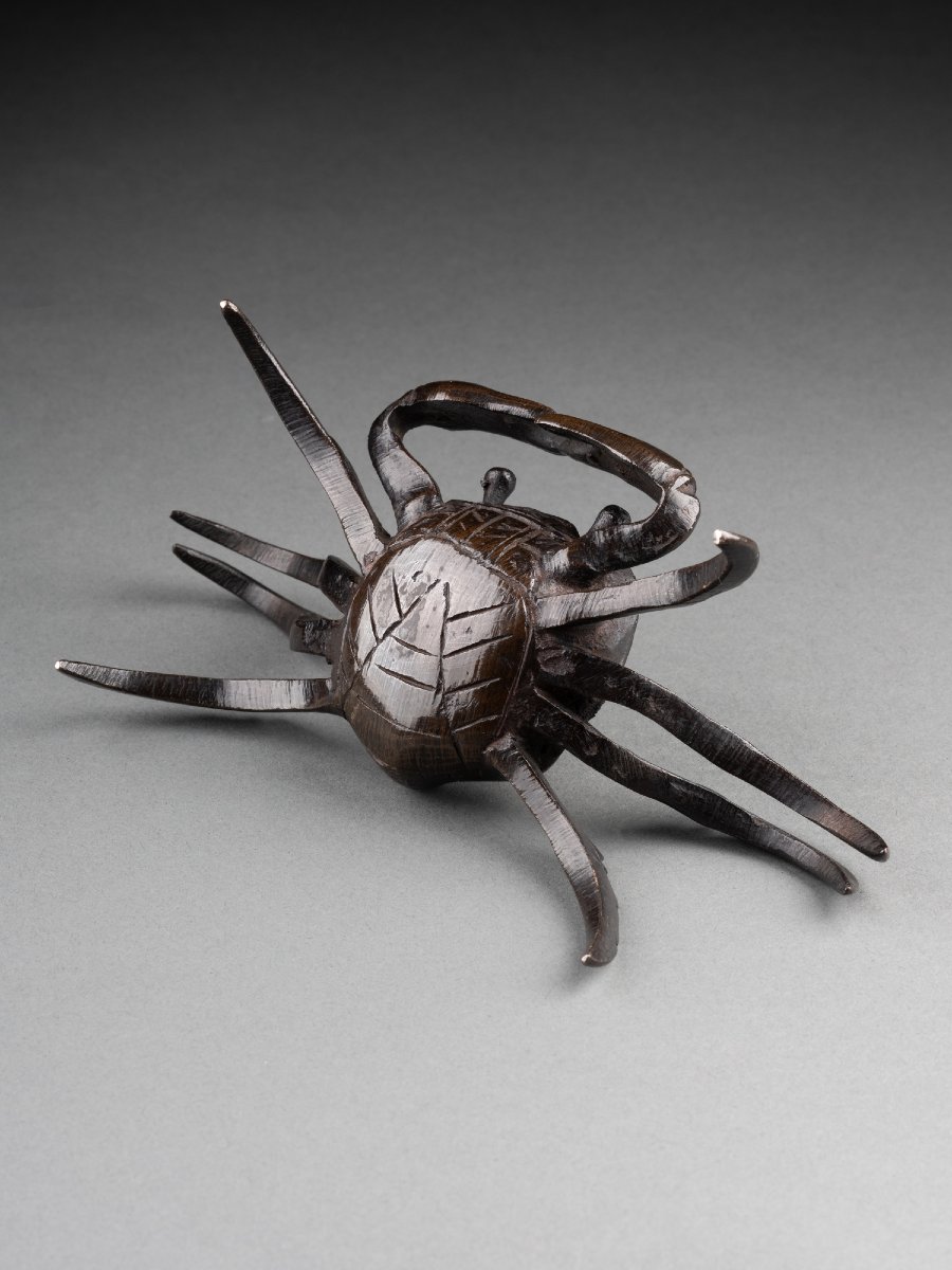 Crabe en bronze d'époque Edo-photo-2