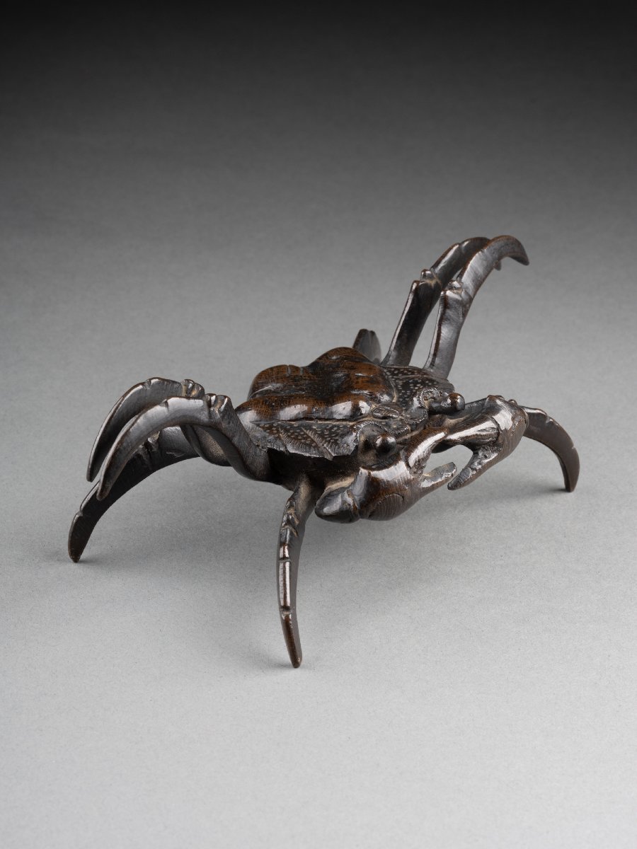 Crabe en bronze d'époque Edo