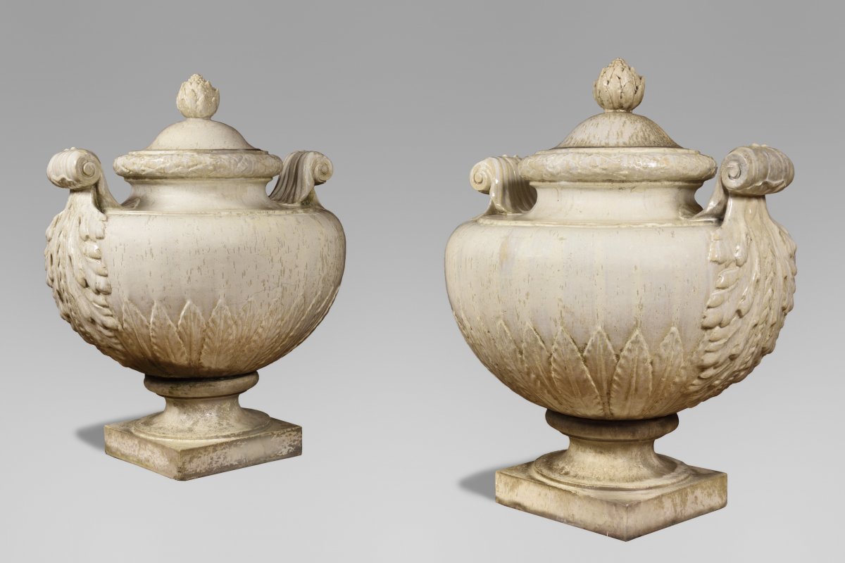 Emile Muller. Pair Of Vases Covered In Glazed Stoneware, Around 1880
