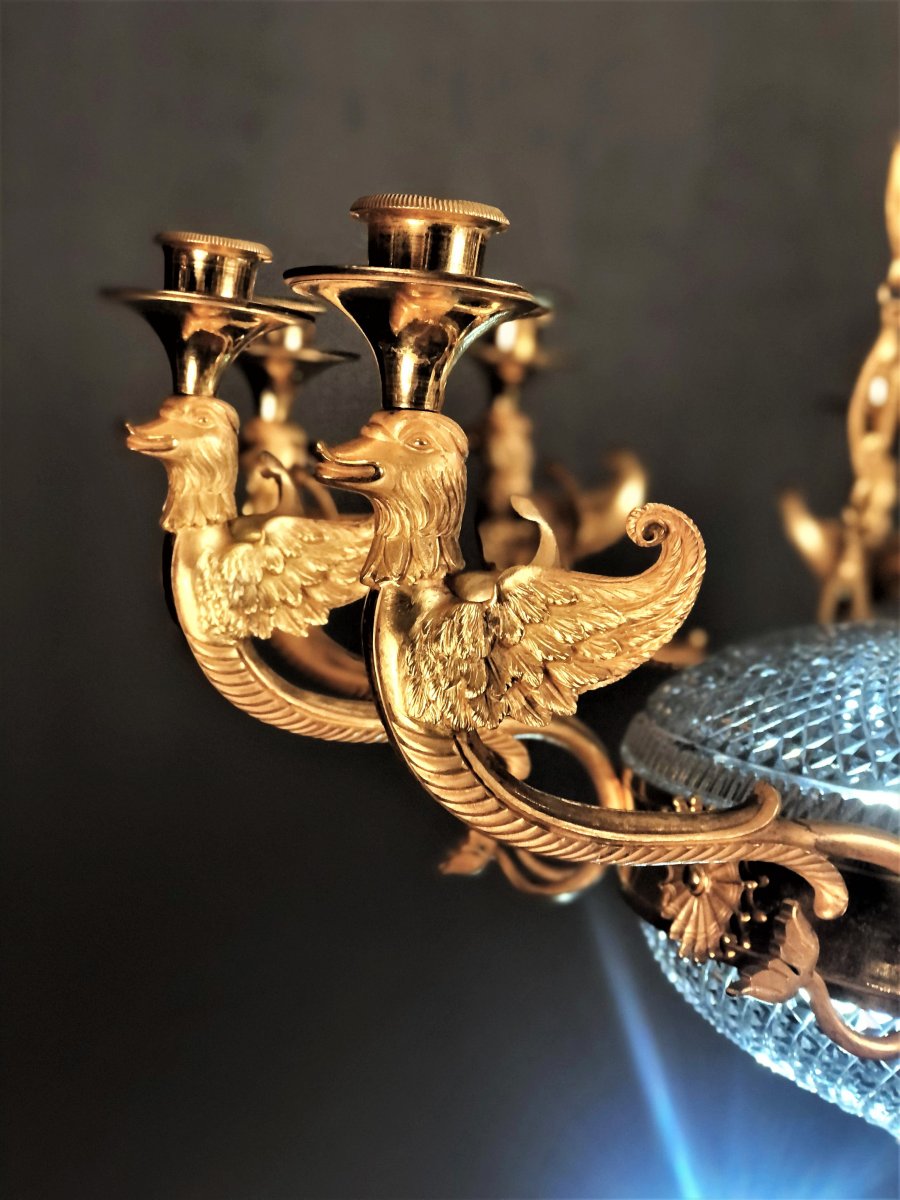 Lustre en cristal taillé et bronze doré - Saint-Petersbourg vers 1820 --photo-2