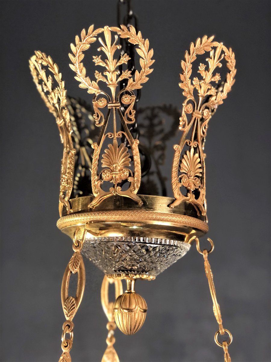 Lustre en cristal taillé et bronze doré - Saint-Petersbourg vers 1820 --photo-3