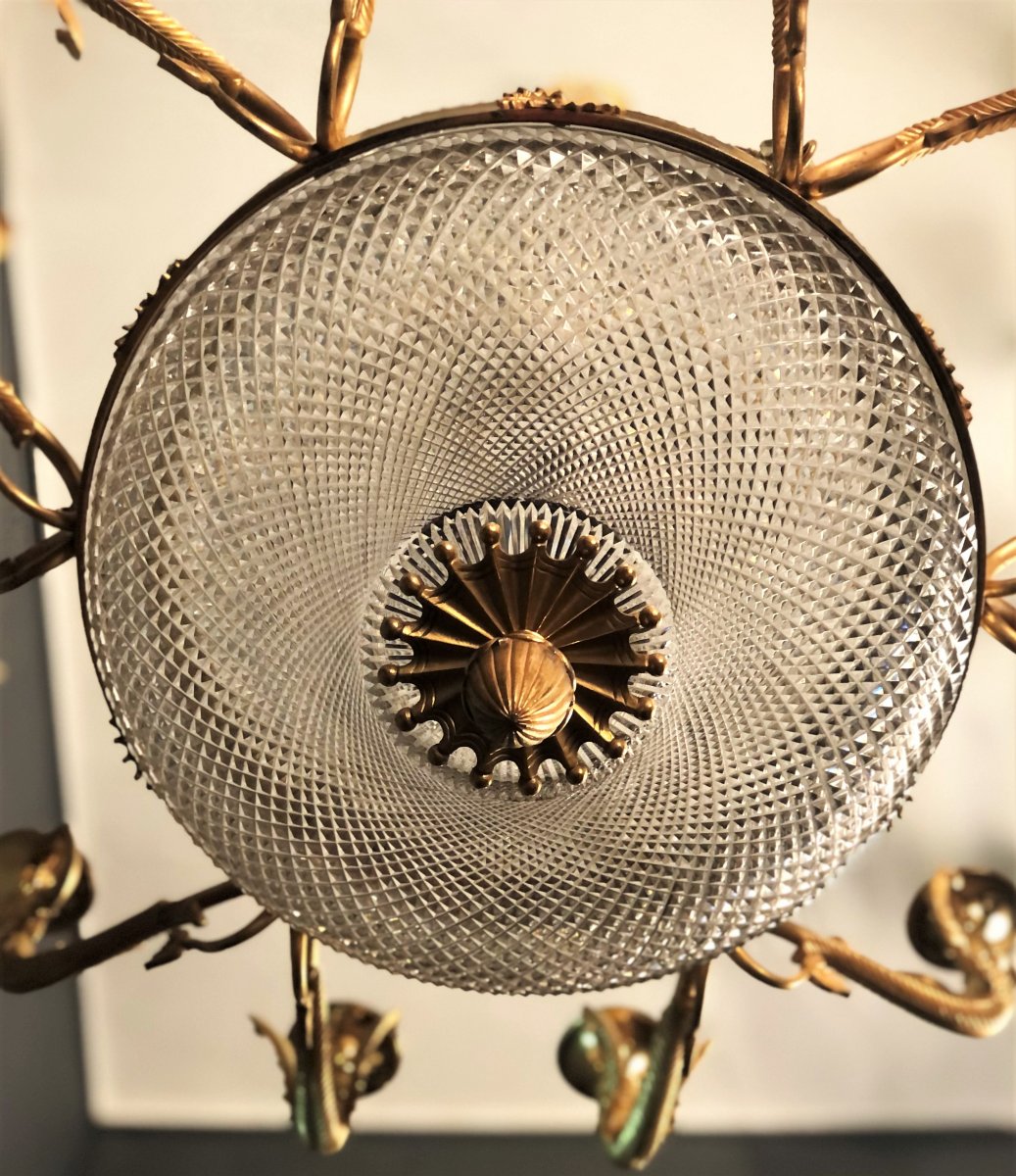Lustre en cristal taillé et bronze doré - Saint-Petersbourg vers 1820 --photo-1
