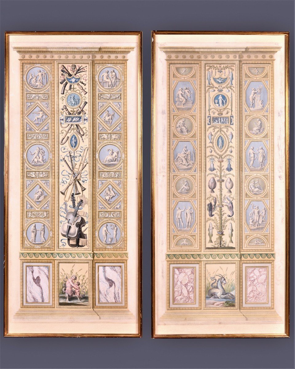 Giovanni Volpato – Série De Quatre Gravures - Décor Des Piliers Des Loges Du Vatican-photo-2