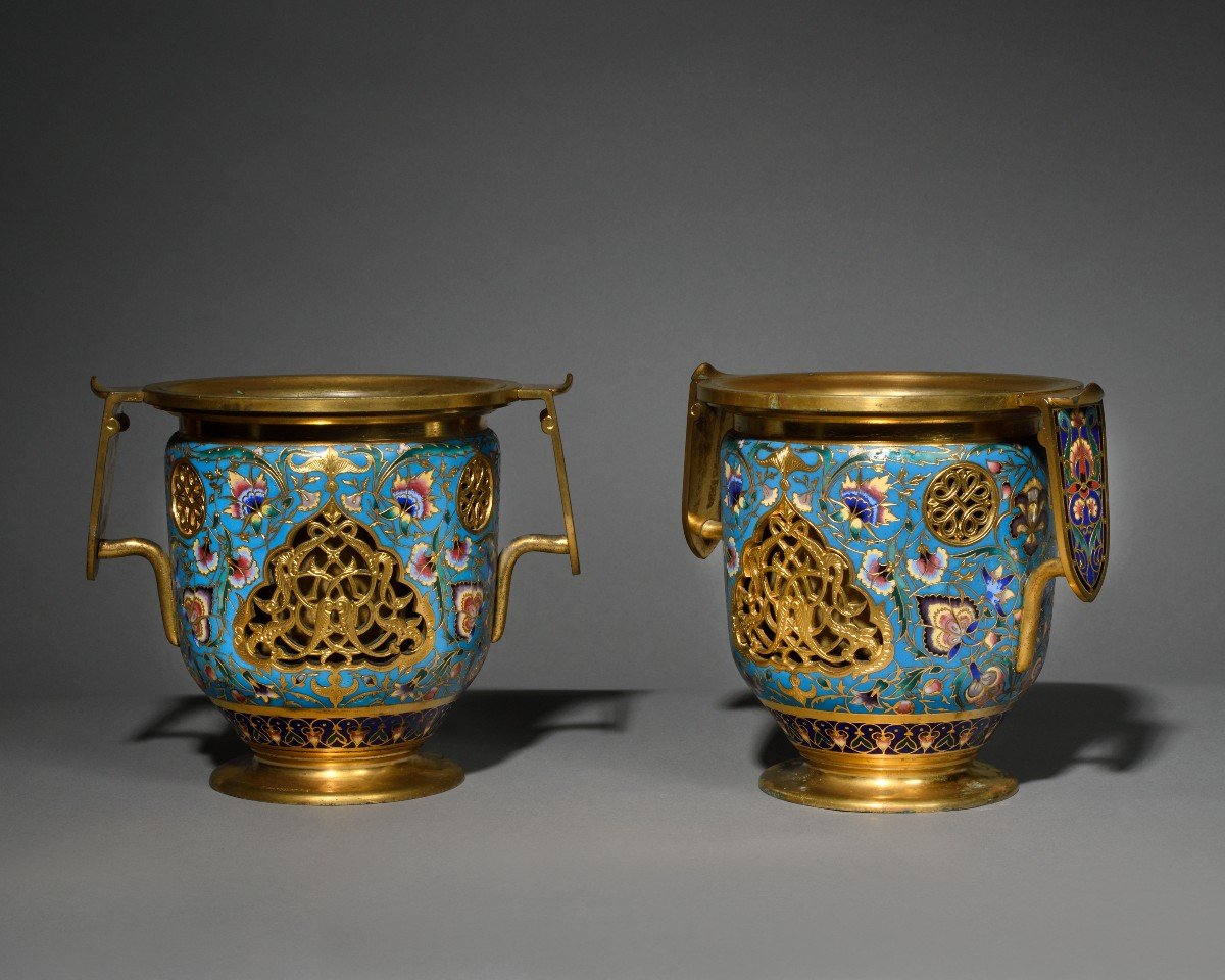  Maison Barbedienne - Paire De Caches-pot – Dernier Quart Du XIXe Siècle 