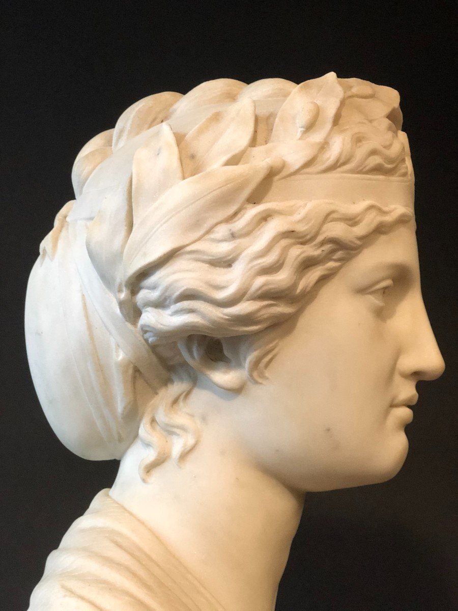  Buste En Marbre Représentant La Muse Uranie - XIXe Siècle  -photo-2
