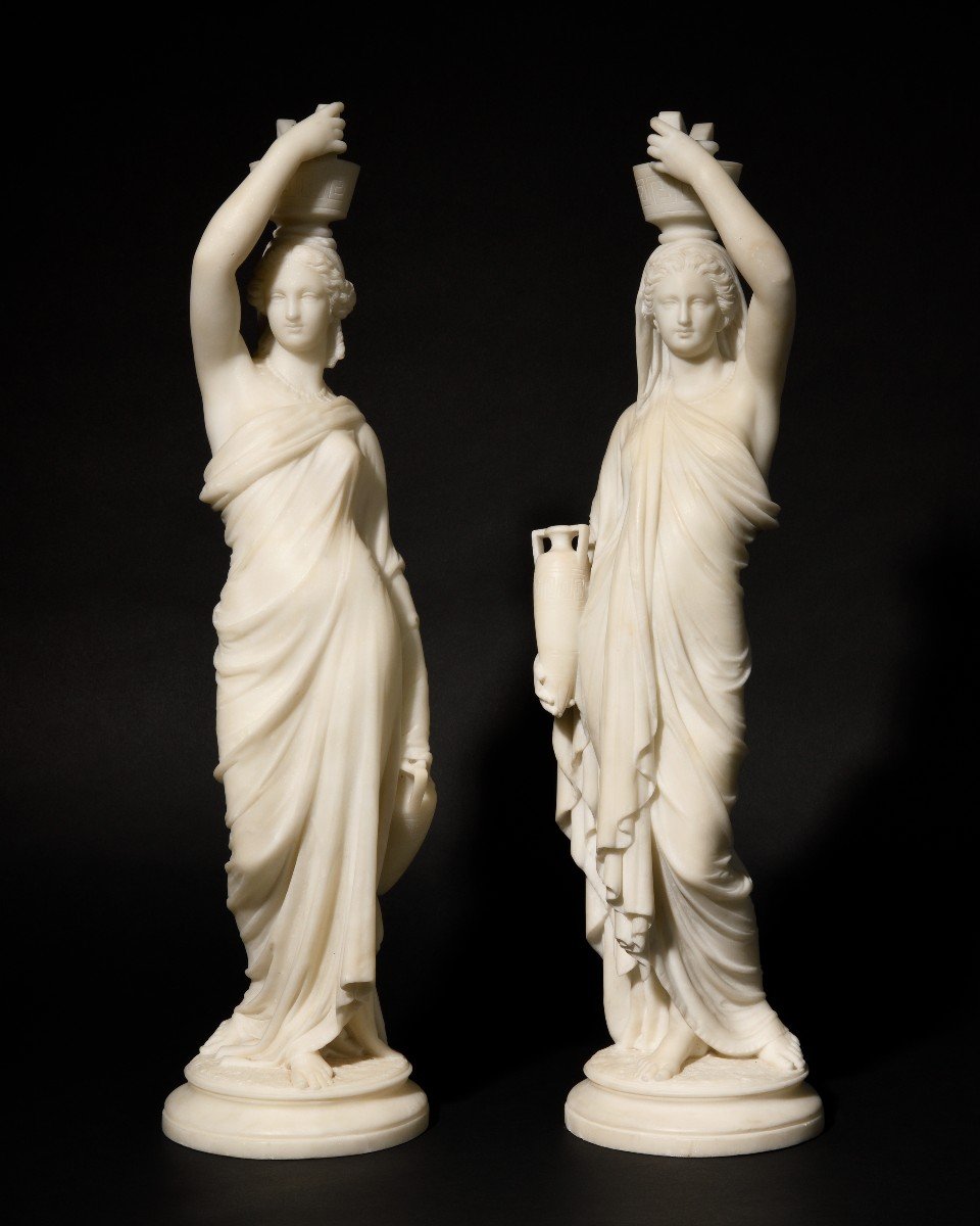 Louis Sauvageau (1822-1874) - Paire De Vestales En Marbre - Vers 1860