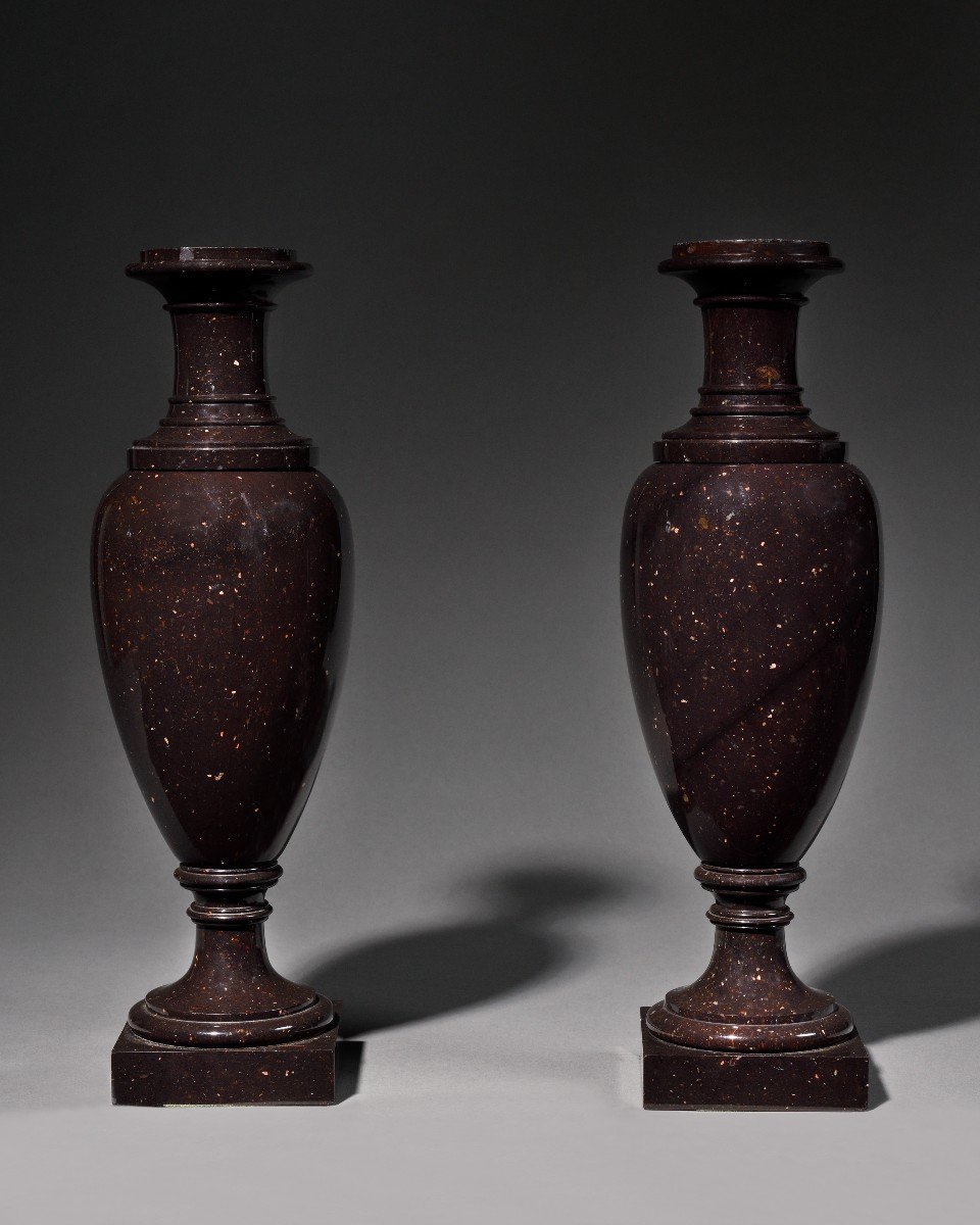Pair Of Spindle-shaped Russian Porphyry - 19th Century