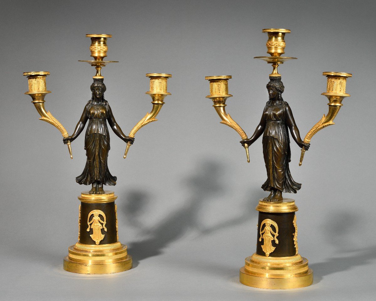 Pair Of Candelabras With Bacchantes - Empire Period