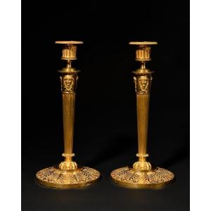 Pair Of Candlesticks Attributed To Claude Galle