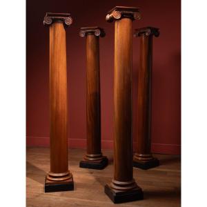 Four Ionic Mahogany Columns — 19th Century