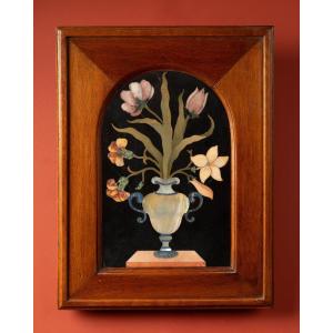 Vase de fleurs en marqueterie de pierres dures, XVIIe siècle