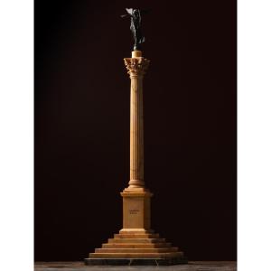 Small-scale Reproduction Of The Colonna Foca In Bronze And Giallo Antico