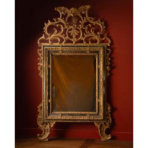 Miroir piémontais à parcloses et fronton ajouré