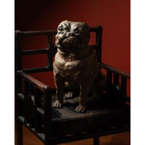 A Painted terracotta pug With Sulphide Eyes