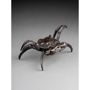 Crabe en bronze d'époque Edo