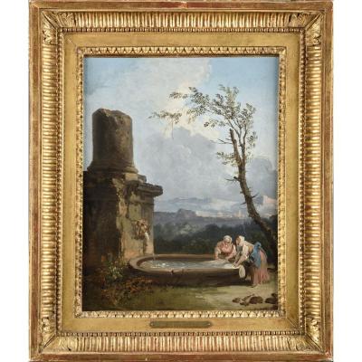 Attribué à Hubert Robert - Les Lavandières