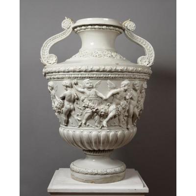 Grand Vase En Faïence Blanche - Giuseppe Cantagalli 