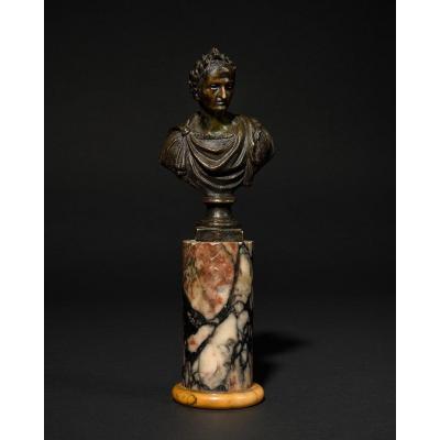 Bust Of Roman Emperor On A Marble Base - XVIIIth Century