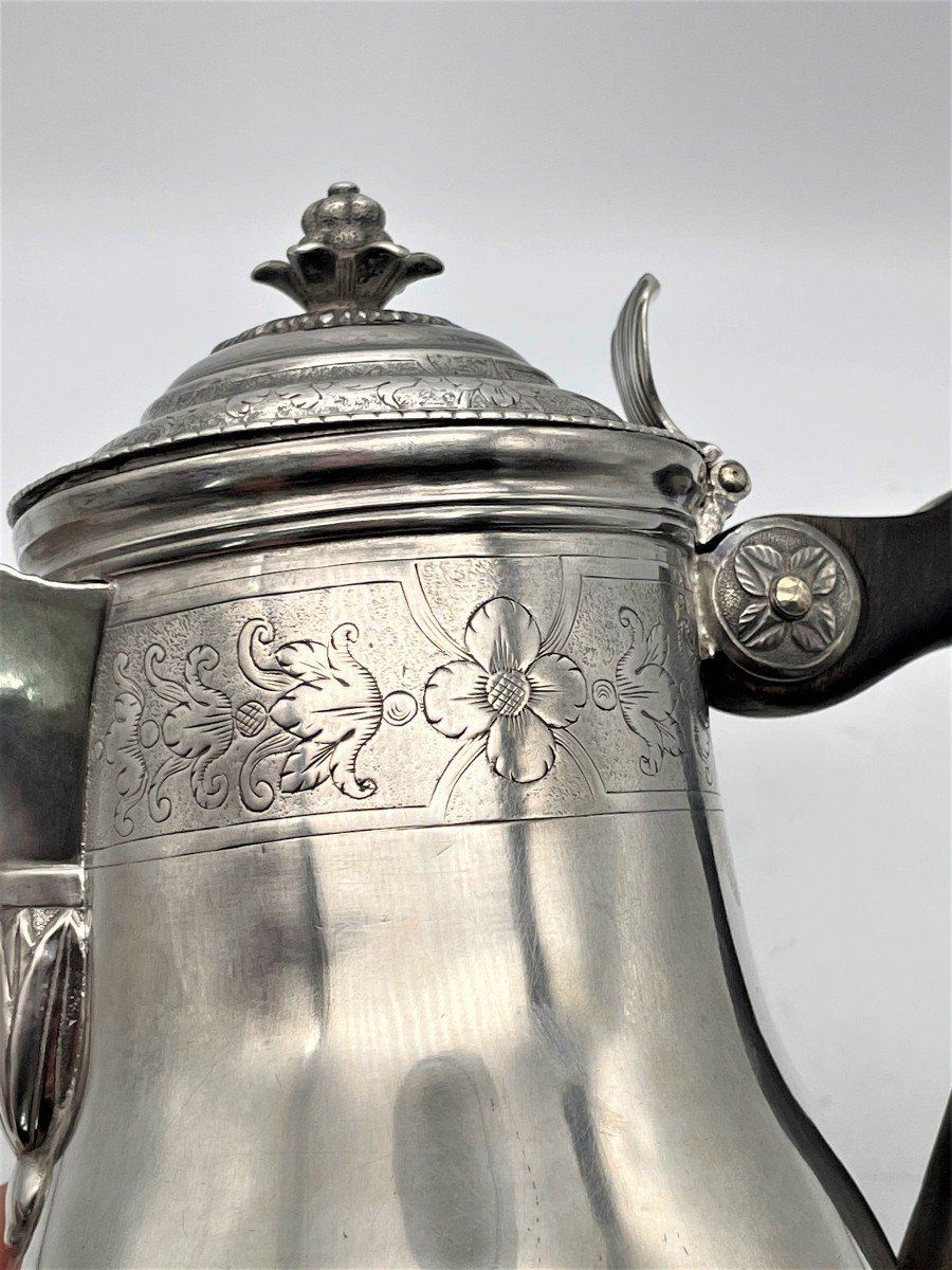 Coffee Maker / Covered Pot In Silver Eighteenth Calais 1722/1738-photo-2