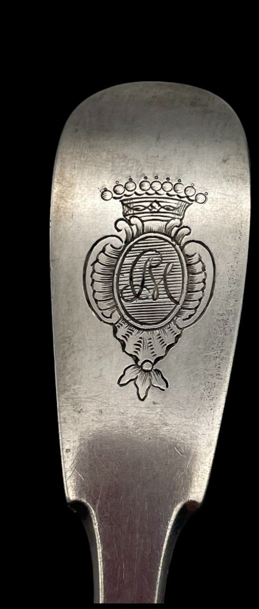 Cuillère à Olives  et sa cuillère à Ragout en argent  XVIIIe  1770 Villefranche De Rouergue -photo-1