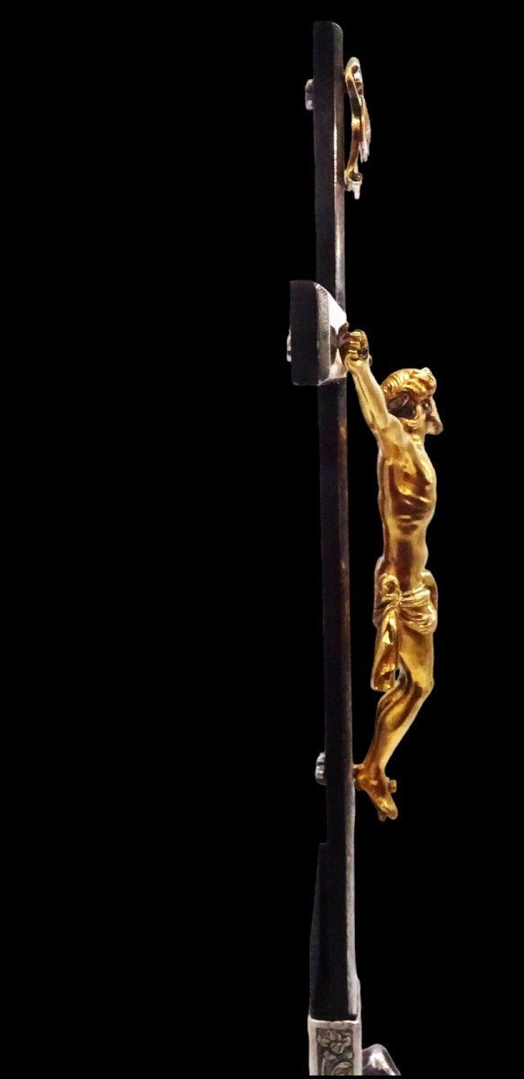 Croix d'Oratoire 1697-1704 Paris Christ En Vermeil -photo-1