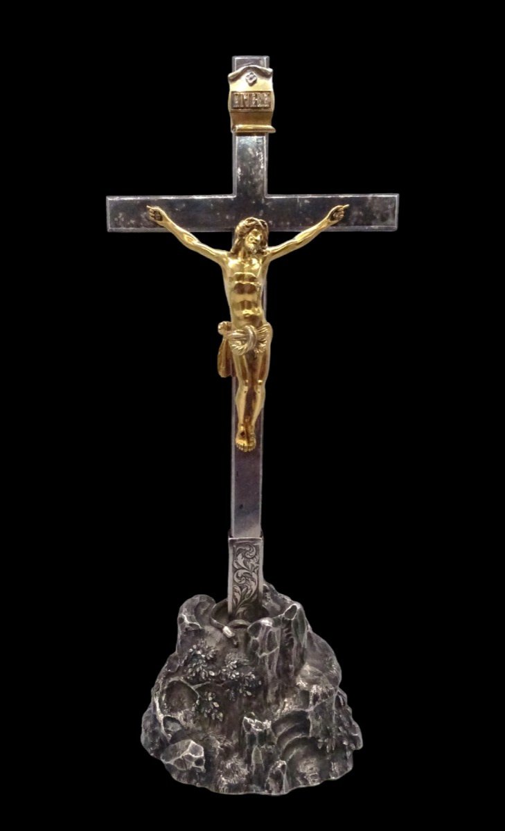 Croix d'Oratoire 1697-1704 Paris Christ En Vermeil 