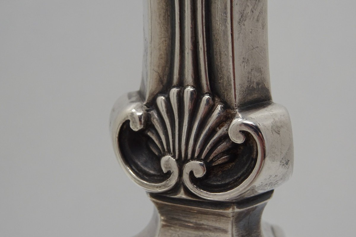 Rennes 1750 Paire De Flambeaux En Argent XVIIIe Armoiries -photo-3