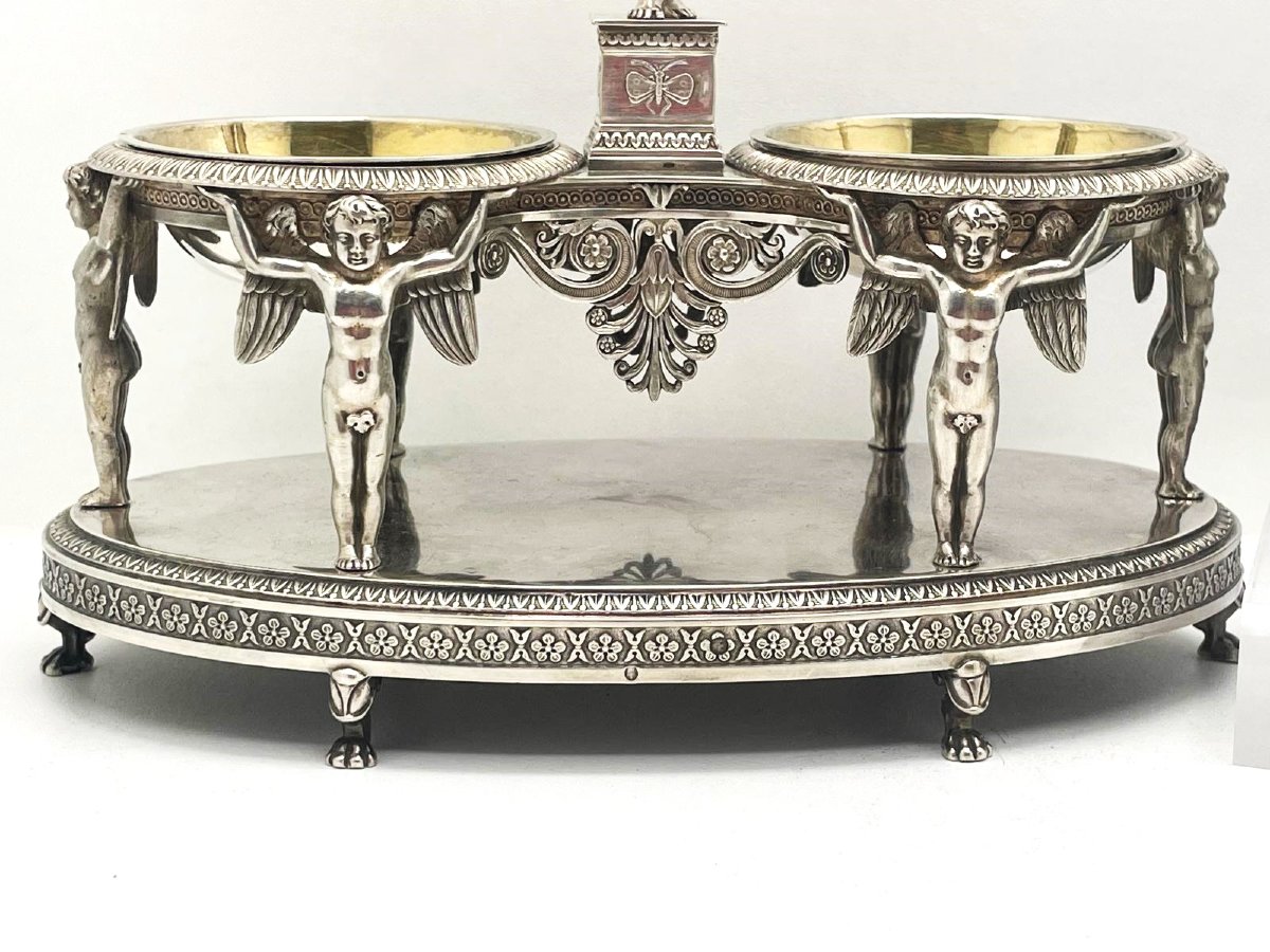 Biennais Martin Guillaume Imposing Pair Of Double Silver Salt Cellars -photo-4