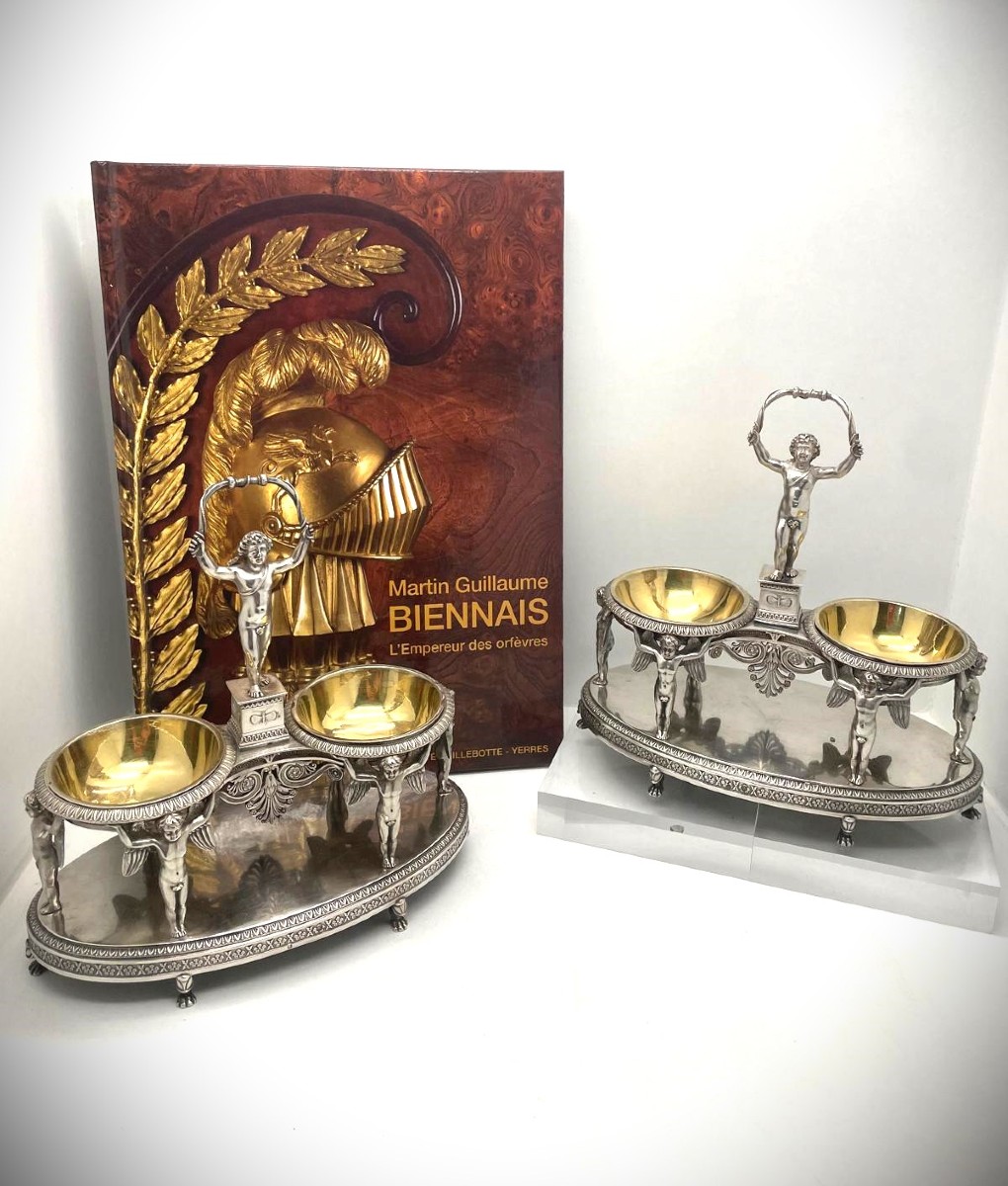 Biennais Martin Guillaume Imposing Pair Of Double Silver Salt Cellars 